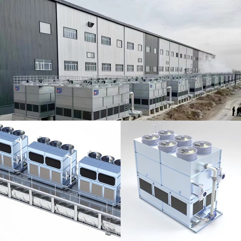 Cross-flow closed cooling tower